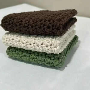 100% Cotton Handmade Washcloths - Set of 3